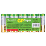 Батарейки GP Super, AAA (LR03, 24А), алкалиновые, мизинчиковые, КОМПЛЕКТ 10 шт., в пленке, 24A-2CRB10, GP 24A-2CRB10. 455925