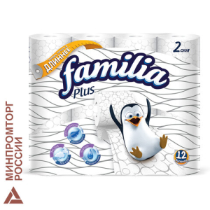 Бумага туалетная бытовая, спайка 12 шт., 2-слойная (12х20,4 м), FAMILIA PLUS, белая, 5080964. 112053 ― Кнопкару. Саранск