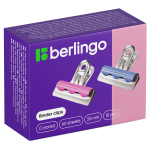 Зажимы-бульдоги для бумаг 25мм, Berlingo, 10шт. цветные, картонная коробка. BC1225g, 255056
