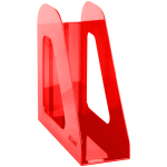 Лоток для бумаг вертикальный СТАММ "Фаворит", тонированный красный, ширина 90мм.ЛТВ-30558,351612