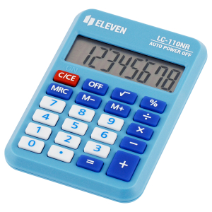Калькулятор карманный Eleven LC-110NR-BL, 8 разрядов, питание от батарейки, 58*88*11мм, голубой.339227 ― Кнопкару. Саранск