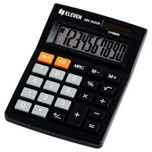 Калькулятор настольный Eleven SDC-022SR, 10 разрядов, двойное питание, 88*127*23мм, черный.339201 ― Кнопкару. Саранск