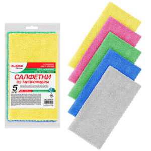 Салфетки из МИКРОФИБРЫ 25х25 см, КОМПЛЕКТ 5 шт., ULTRASONIC MULTI COLOUR, 220 г/м2, LAIMA HOME, 608216 ― Кнопкару. Саранск