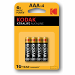 Батарейки алкалиновые "мизинчиковые" КОМПЛЕКТ 4 шт., KODAK Xtralife Alkaline, ААА (LR03,15А), блистер, Б0014329. 457379