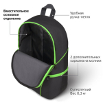 Рюкзак STAFF TRIP универсальный, 2 кармана, черный с салатовыми деталями, 40x27x15,5 см. 270788