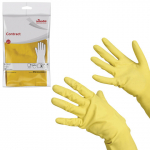 Перчатки хозяйственные резиновые VILEDA "Контракт" с х/б напылением, размер XL (очень большой), желтые. 102588 