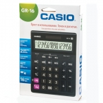 Калькулятор настольный (209*155 мм), 16 разрядов, двойное питание,CASIO GR-16-W. Арт.250382