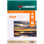 Фотобумага А4 для стр. принтеров Lomond, 120г/м2 (100л) матовая односторонняя. 0102003