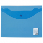 Папка-конверт с кнопкой МАЛОГО ФОРМАТА (240х190 мм), А5, прозрачная, синяя, 0,18 мм, BRAUBERG. 224027