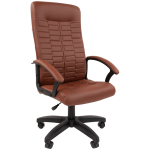 Кресло руководителя Helmi HL-E80 "Ornament" LTP, экокожа коричневая, мягкий подлокотник, пиастра. 344264