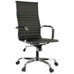 Кресло руководителя Helmi HL-E17 "Slim", экокожа черная, хром. 274832