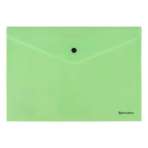 Папка-конверт с кнопкой BRAUBERG "Pastel", А4, до 100 листов, непрозрачная, мятная, 0,18 мм. 270477 ― Кнопкару. Саранск