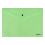 Папка-конверт с кнопкой BRAUBERG "Pastel", А4, до 100 листов, непрозрачная, мятная, 0,18 мм. 270477