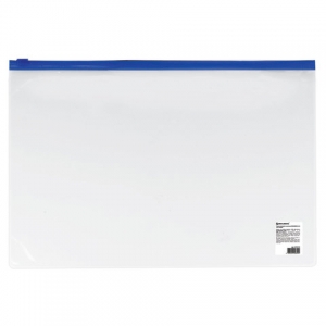 Папка-конверт на молнии А4 (230х333 мм), прозрачная, молния синяя, 0,11 мм, BRAUBERG. 221010 ― Кнопкару. Саранск