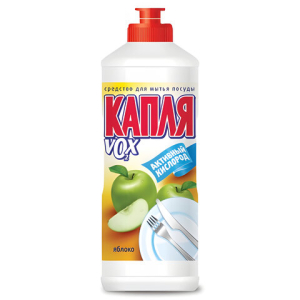 Средство для мытья посуды, 500 мл, КАПЛЯ VOX активный кислород, "Яблоко", 1558. 600596 ― Кнопкару. Саранск