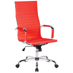 Кресло руководителя Helmi HL-E17 "Slim", экокожа красная, хром.311362