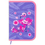 Пенал BRAUBERG, 1 отделение, ткань, 20х14 см, "Flamingo". 229279