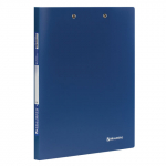 Папка с 2 металлическими прижимами BRAUBERG стандарт, синяя, до 100 листов, 0,6мм. Арт. 221625