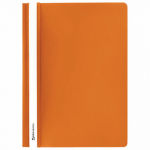 Папка-скоросшиватель пластиковая с прозрачным верхом, А4, оранжевая BRAUBERG. Арт.228673