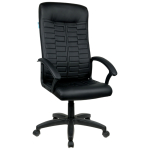 Кресло руководителя Helmi HL-E80 "Ornament" LTP, экокожа черная, мягкий подлокотник, пиастра. 344263