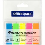 Флажки-закладки OfficeSpace, 45*12мм, 20л*5 неоновых цветов, европодвес. SN20_17792, 255248