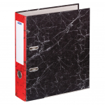 Папка-регистратор OfficeSpace 70мм, мрамор, черная, красный корешок, нижний метал. кант. 274413