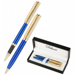Набор Delucci "Azzurro": ручка шарик., 1мм и ручка-роллер, 0,6мм, синие, корпус син/зол., подарочная упаковка. CPn_11832