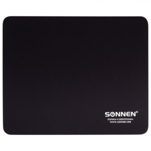 Коврик для мыши SONNEN "BLACK", резина + ткань, 220х180х3 мм, 513309 ― Кнопкару. Саранск