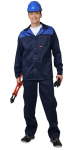 Костюм "АСПЕКТ" : куртка длин., брюки темно-синий с васильковым р. 128-132/170-176. 56365