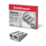 Металлическая точилка ErichKrause Ferro Plus, два отверстия, цвет корпуса серебряный. 7075