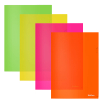Папка-уголок пластиковая ErichKrause Glossy Neon, A4, полупрозрачный, ассорти. 50159