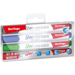 Набор маркеров для белых досок Berlingo "Uniline WB300" 04цв., пулевидный, 3мм, PET. BMc_30509, 319376