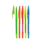 Ручка шариковая СТАММ "511 Neon" синяя, 1,0мм, прозрачный корпус, ассорти. РК10, 324012