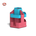 Подставка настольная вращающаяся пластиковая ErichKrause® Office, Bubble Gum, розовая с голубой вставкой. 57991