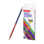 Цветные карандаши трехгранные двусторонние ErichKrause  Basic, 12 шт  Bicolor 24 цвета. 50531