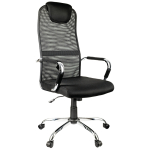 Кресло руководителя Helmi HL-E25 "Intelligent", ткань/сетка черная, подголовник хром. 283166