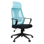 Кресло руководителя Helmi HL-E37 "Wind", ткань черная/бирюзовая. 323023