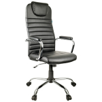 Кресло руководителя Helmi HL-E25 "Intelligent", экокожа черная, подголовник, хром. 283165