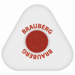 Ластик BRAUBERG "Energy", 45х45х10 мм, белый, треугольный, красный пластиковый держатель. 222473