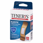 Набор пластырей 20 шт. TENERIS ELASTIC, эластичный, на тканевой основе, бактерицидный с ионами серебра, коробка с европодвесом, 0208-005. 630288