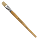 Кисть ПИФАГОР, ЩЕТИНА, плоская, № 20, деревянная лакированная ручка, пакет с подвесом. 200879