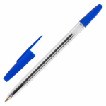 Ручка шариковая масляная STAFF "Basic BP-962", СИНЯЯ, корпус тонированный синий, узел 1 мм, линия письма 0,7 мм. 142962