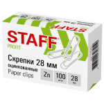 Скрепки STAFF, 28 мм, оцинкованные, 100 шт., в картонной коробке. 270451