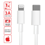 Кабель USB Type-C-Lightning с поддержкой быстрой зарядки для iPhone, белый, 1 м, SONNEN, медный. 513612