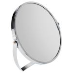 Зеркало настольное BRABIX, круглое, диаметр 17 см, двустороннее, с увеличением, рамка из нержавеющей стали. 607421