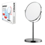 Зеркало косметическое настольное круглое, диаметр 17 см, двустороннее с увеличением, BRABIX. 602852