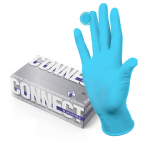 Перчатки смотровые нитриловые CONNECT, голубые, 50 пар (100 штук), размер M (средние). 631130
