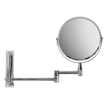 Зеркало настенное BRABIX, диаметр 17 см, двусторонее, с увеличением, нержавеющая сталь, выдвижное (петли). 607419