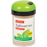 Зубочистки деревянные OfficeClean, 200шт., в баночке. 258861