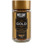 Кофе растворимый WELDAY (ВЭЛДЭЙ) "GOLD" 190 г, стеклянная банка, сублимированный. 622674